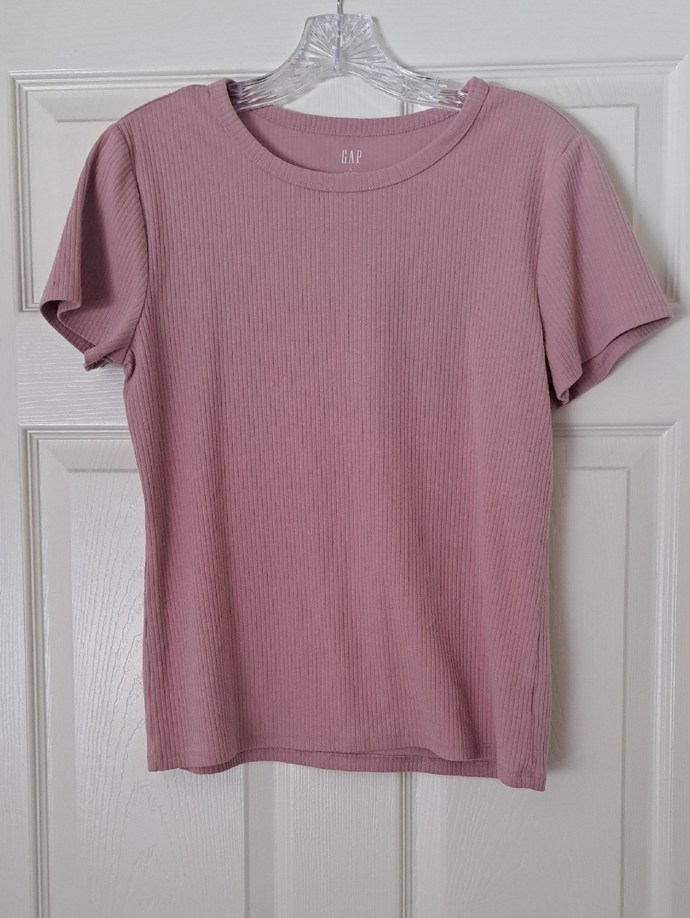 GAP Ribbed Short Sleeve Tee - Mauve Pink